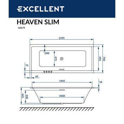 Ванна EXCELLENT Heaven Slim 160x75 (WAEX.HEV16WHS)