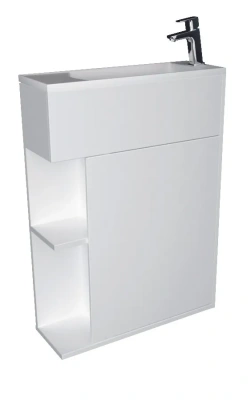 Тумба 1Marka с раковиной Stretto 60П 1д. Белый глянец (У94717)