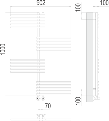 Водяной полотенцесушитель Terminus Европа П20 70х1000 (4670078530615)