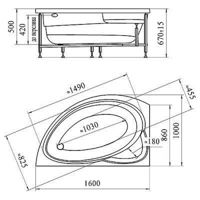 Ванна акриловая Radomir - Vannesa Модерна Левая 160x100 (2-01-0-1-1-214)