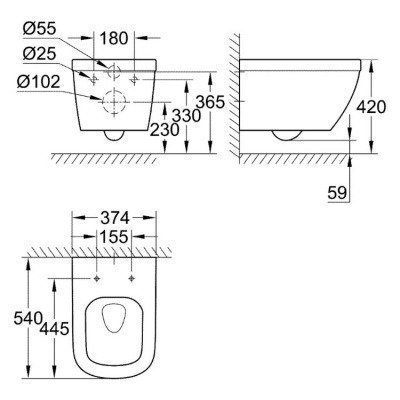 Унитаз подвесной безободковый Grohe - Euro Ceramic (39328000)