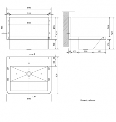 Раковина Nofer коллективная со стенкой Wash (13050.06.S)