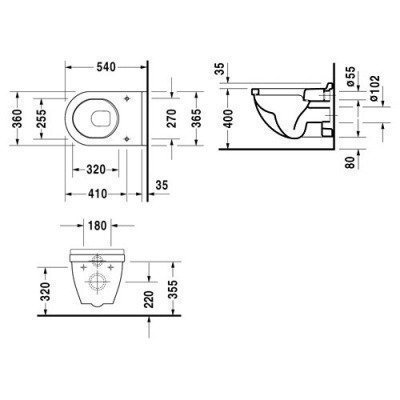Унитаз подвесной Duravit - Starck 3 54x36.5 (2200090000)