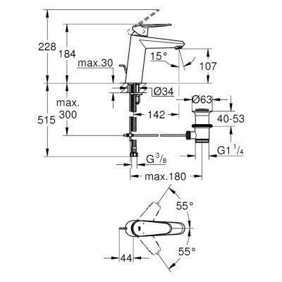 Смеситель для раковины Grohe - Eurodisc Cosmopolitan (23448002)
