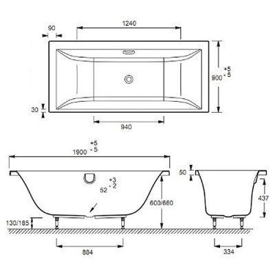 Ванна акриловая Jacob Delafon - Elite 190x90 (E6D033RU-00)