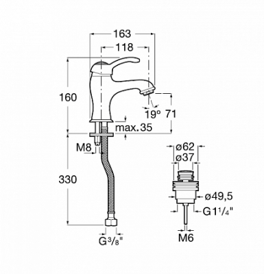 Смеситель для раковины Roca - Carmen (5A304BC00)