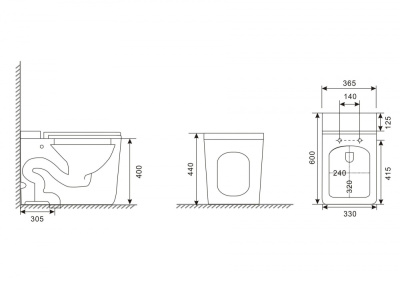Унитаз ABBER Rechteck приставной белый с импульсным смывом (AC1212P) Унитаз ABBER Rechteck приставной белый с импульсным смывом (AC1212P)