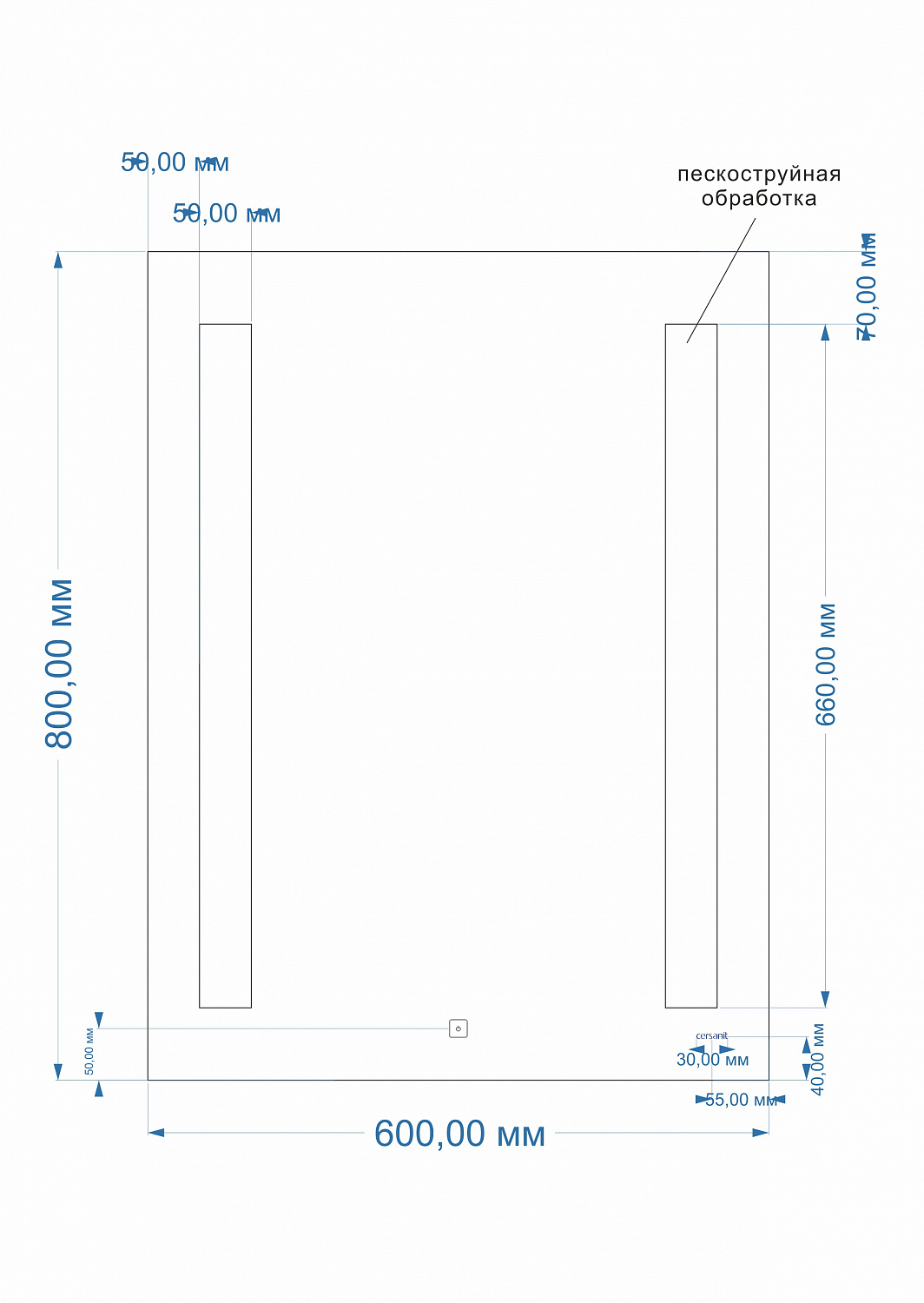 Зеркало с подсветкой CERSANIT LED 020 base 60*80, (KN-LU-LED020*60-b-Os) 