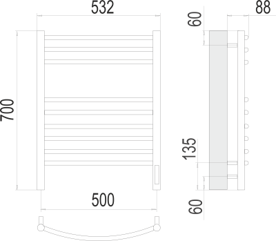 Электрический полотенцесушитель Terminus Классик П9 500х700 электро (4670078527356)
