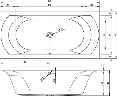 Ванна акриловая RIHO LINARES VELVET 190x90 (BT4810500000000)