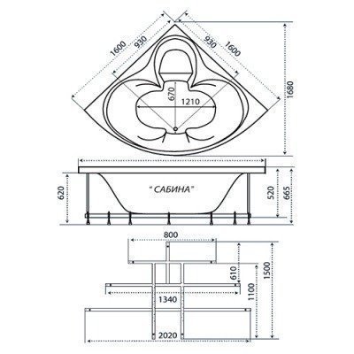 Ванна акриловая Тритон - Сабина 160x160