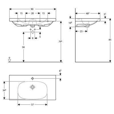 Раковина встраиваемая Geberit - Acanto 90x48 (500.623.01.2)