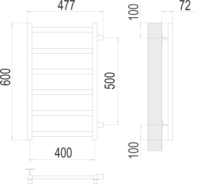 Водяной полотенцесушитель Terminus Аврора П6 400х600 (4670078529879)