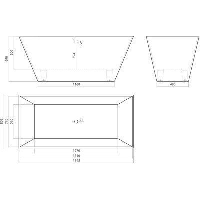 Ванна из литьевого мрамора Esse - Madagascar 172.5x79 Ванна из литьевого мрамора Esse - Madagascar 172.5x79