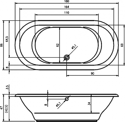 Ванна акриловая RIHO SETH   (BB2200500000000)