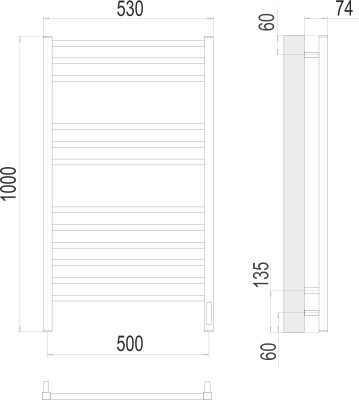 Электрический полотенцесушитель Terminus Ватикан П12 500х1000 электро (4670078526205)