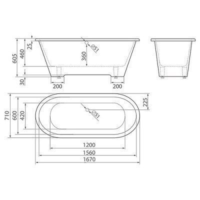 Ванна из литьевого мрамора Esse - Bali 170x70
