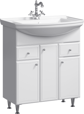 Напольная тумба Aqwella Barcelona с двумя ящиками, тремя дверцами и бельевой корзиной, с умывальником (BA0107K)