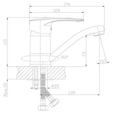 Смеситель Rossinka для раковины (T40-22) Смеситель Rossinka для раковины (T40-22)