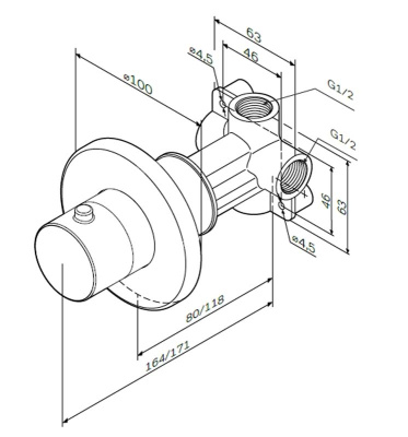 Запирающий вентиль, монтируемый в стену, AM.PM (F0800200)