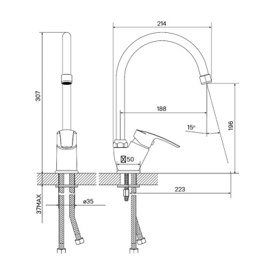 Смеситель для кухни, Ray, IDDIS (RAYSB00i05)