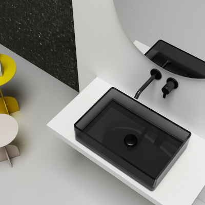 Раковина накладная прозрачная ABBER Kristall (AT2803Onyx)