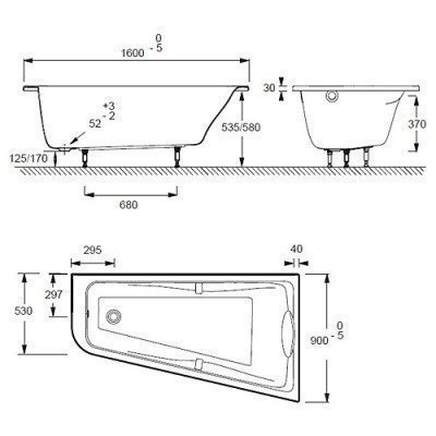 Ванна акриловая Jacob Delafon - Odeon Up правая 160x90 (E6081RU-00)