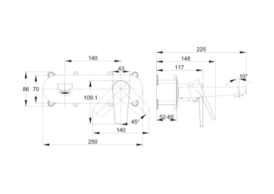 Смеситель Cersanit для раковины MODUO встраиваемый (64096)