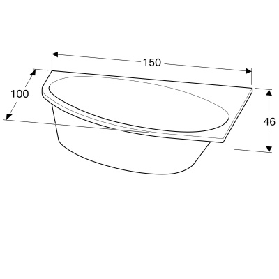 Ванна асимметричная угловая 150x100 Geberit Renova (657340000)