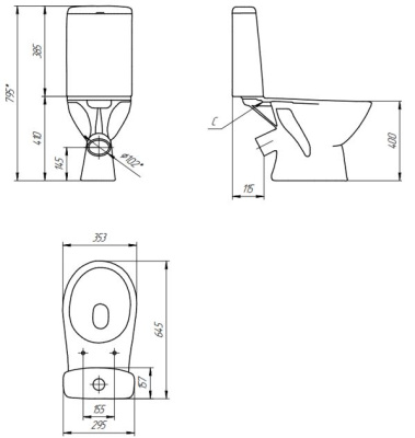 Унитаз-компакт Cersanit JUST 031 3/6 TPL (64073) Унитаз-компакт Cersanit JUST 031 3/6 TPL (64073)