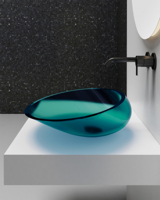 Раковина накладная прозрачная ABBER Kristall бирюзовая (AT2812Aquamarin)