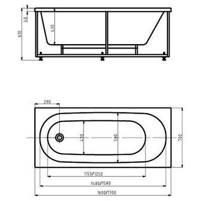 Ванна акриловая Aquatek - Оберон 170x70 (OBR170-0000026)