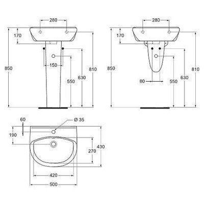 Раковина настенная Vidima - Сева Фрэш 50x43 (W411561)