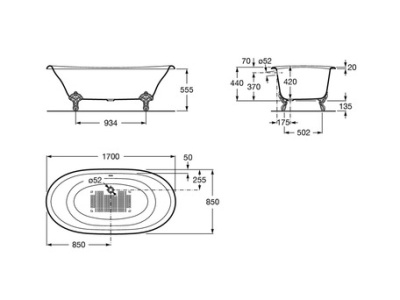 Ванна Roca Newcast медь, anti-slip 170x85 (233650008)