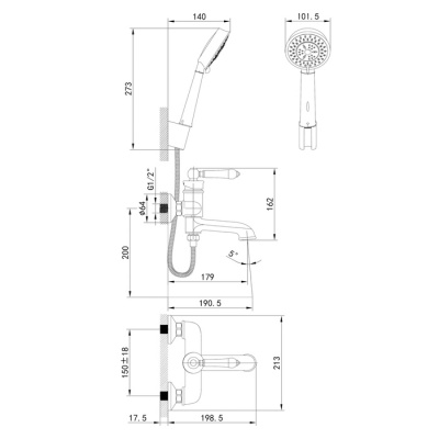 Смеситель для ванны с керамическим дивертором, Oxford, IDDIS (OXFSB02i02)