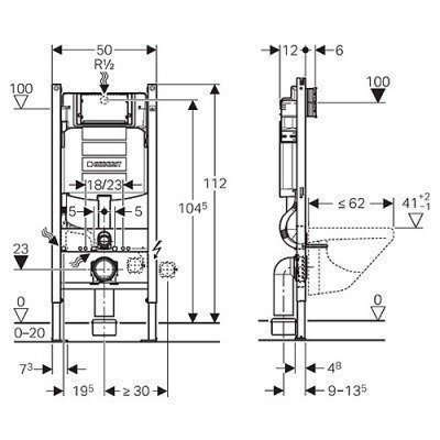Система инсталляции для подвесного унитаза GEBERIT - DUOFIX PLATTENBAU Sigma (111.362.00.5)