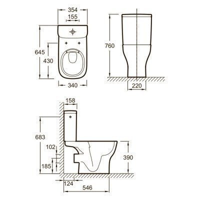 Унитаз напольный безободковый (чаша) Jacob Delafon - Struktura (UJAJ102-WTE)