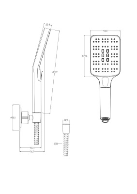 Душевой гарнитур Cersanit FERRO квадратный (64085)