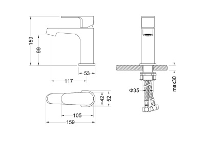 Смеситель для раковины 98, без донного клапана AQUATEK ОБЕРОН (AQ1210CR)