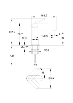 Смеситель Cersanit ELIO для раковины (63044)