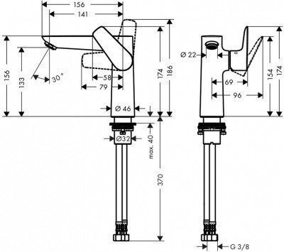 Смеситель для раковины Hansgrohe - Talis E (71755000) Смеситель для раковины Hansgrohe - Talis E (71755000)