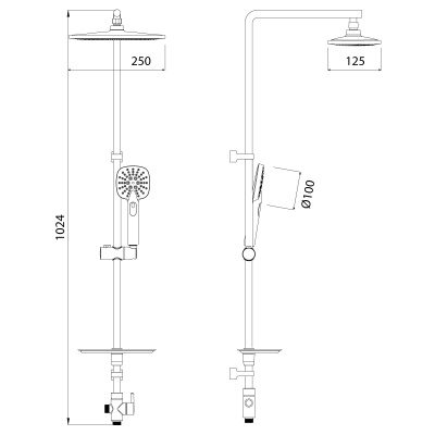 Душевой гарнитур Lemark с фиксированной высотой штанги и верхней душевой лейкой "Тропический дождь" (LM8805C)