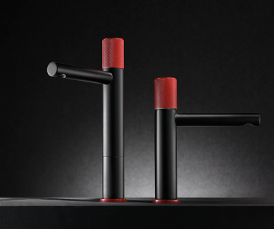 Смеситель низкий AVANTGARDE черный/ красный (2010RH)