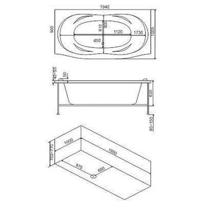 Ванна акриловая BAS - Фиеста 194x90 (В 00037)