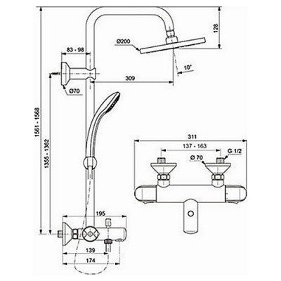 Душевая система Ideal Standard - IdealRain Eco (A6426AA)