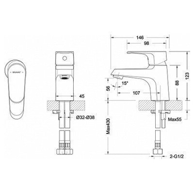 Смеситель для раковины Bravat - Alfa (F1120178CP)