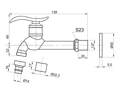 Сливной кран Bronze de Luxe длинный (насадка-расекатель) (21595/1) Сливной кран Bronze de Luxe длинный (насадка-расекатель) (21595/1)