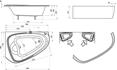 Акриловая ванна Ravak LoveStory II P 196x139 (C761000000)