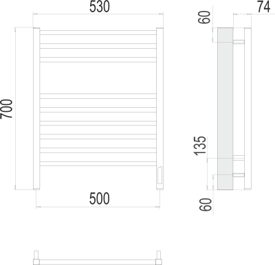 Электрический полотенцесушитель Terminus Ватикан П9 500х700 электро (4670078526229)