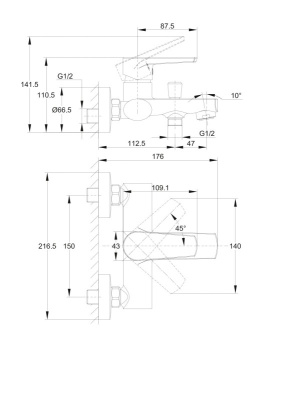 Смеситель Cersanit для ванны MODUO (64097) Смеситель Cersanit для ванны MODUO (64097)